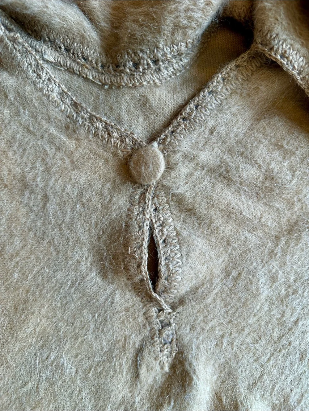 Vintage Alpaca Camargo Peru Poncho Cape + Scarf